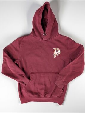 Primitive Pullover Fleece Hoodie Women's Size S Burgundy Floral‎ Logo